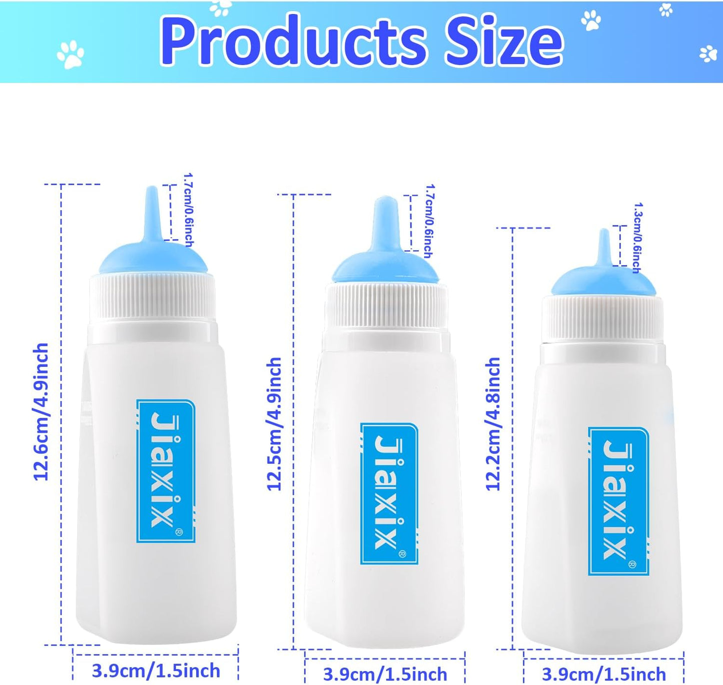 Reusable newborn pet nursing set with interchangeable small medium and large silicone nipples
