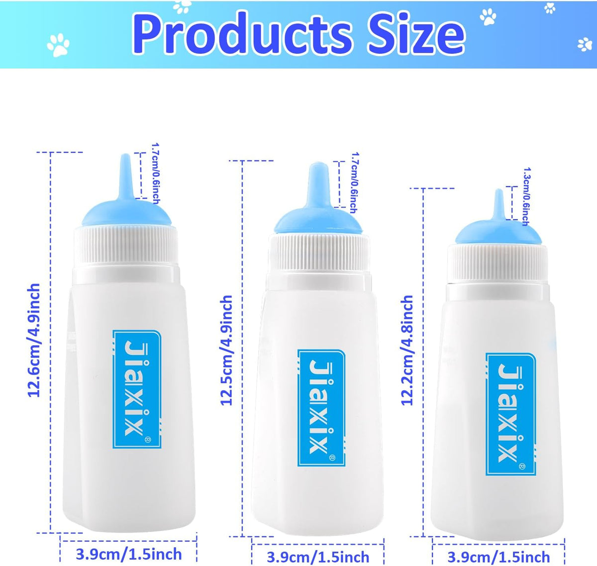 Reusable newborn pet nursing set with interchangeable small medium and large silicone nipples