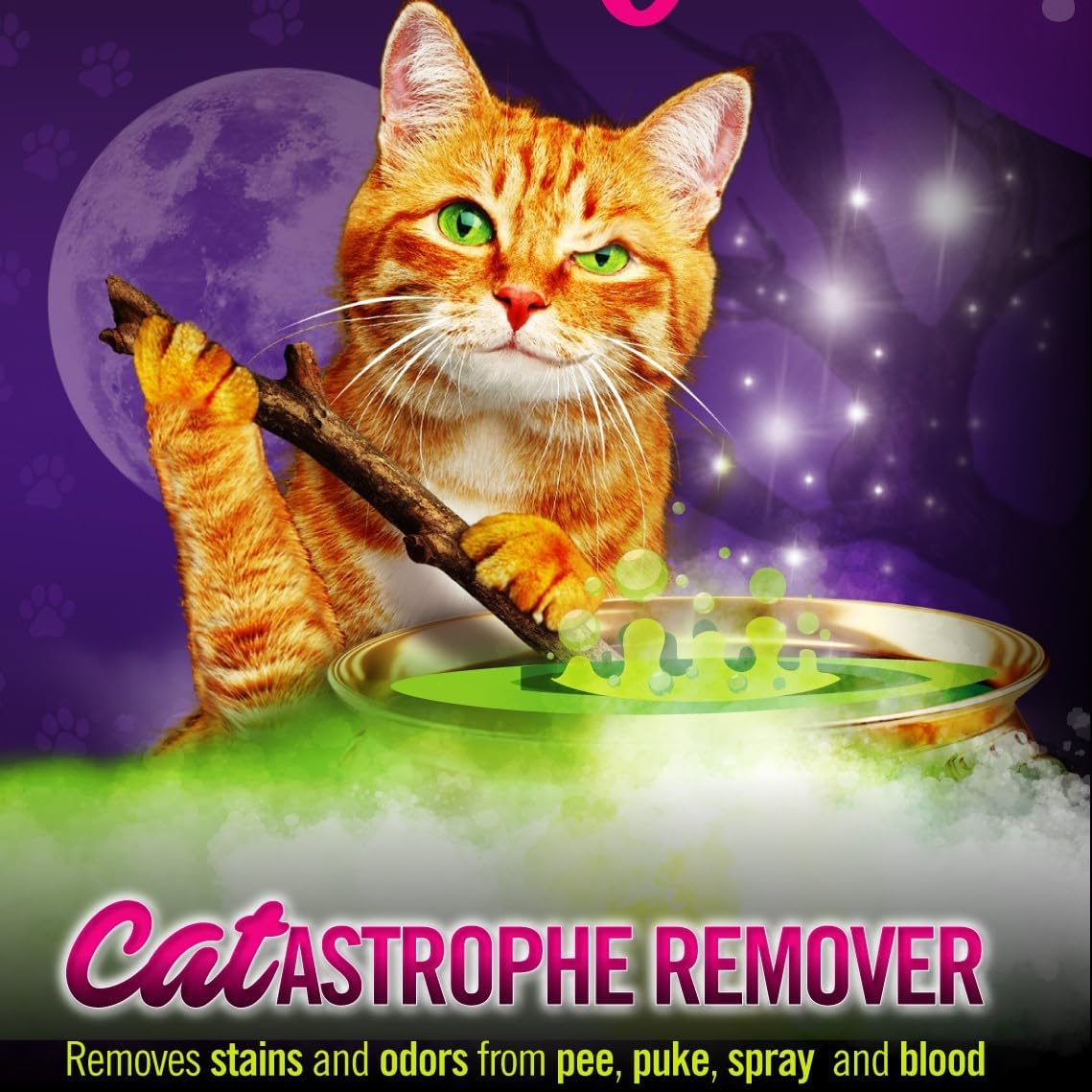 Purrfect Potion cat urine cleaner spray packaging showcasing the eco friendly brand credentials.
