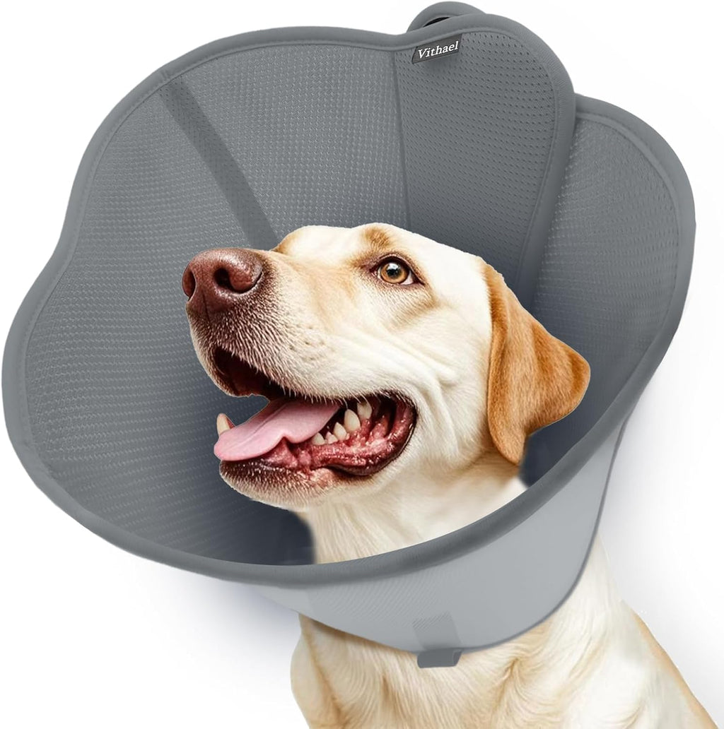 Adjustable hook and loop fastener detail on Vithael dog cone
