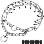 Aheasoun dog prong training collar front view stainless steel links