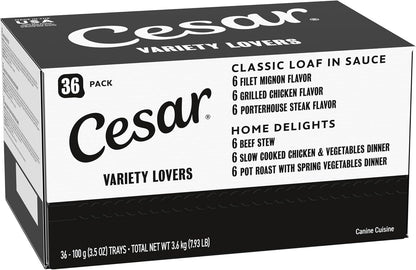 Cesar Wet Dog Food Steak Lovers Variety Pack,Adult,Wet Food for Dogs with Real Meat,3.5 oz Easy Peel Trays,36 Count (Pack of 2) - Image 15