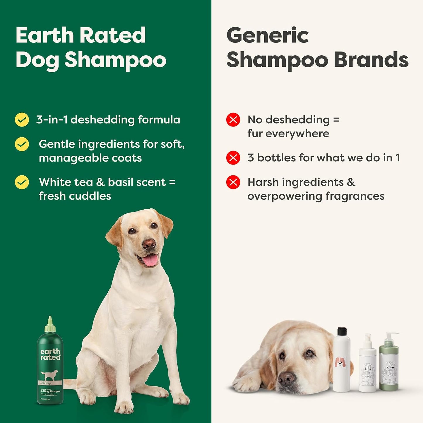Owner washing a dog with Earth Rated deshedding shampoo