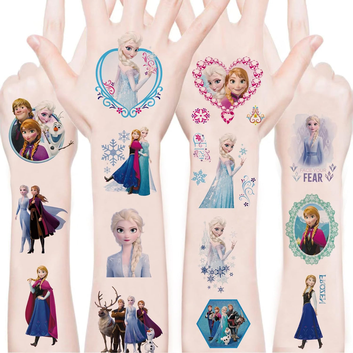 Wykdag Frozen temporary tattoo stickers set front view