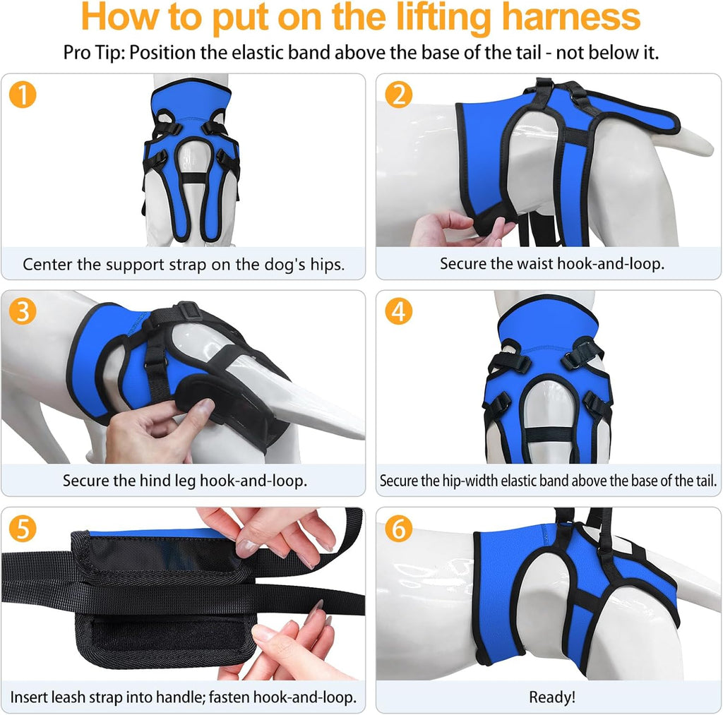 Durable composite fabric dog mobility sling with handle