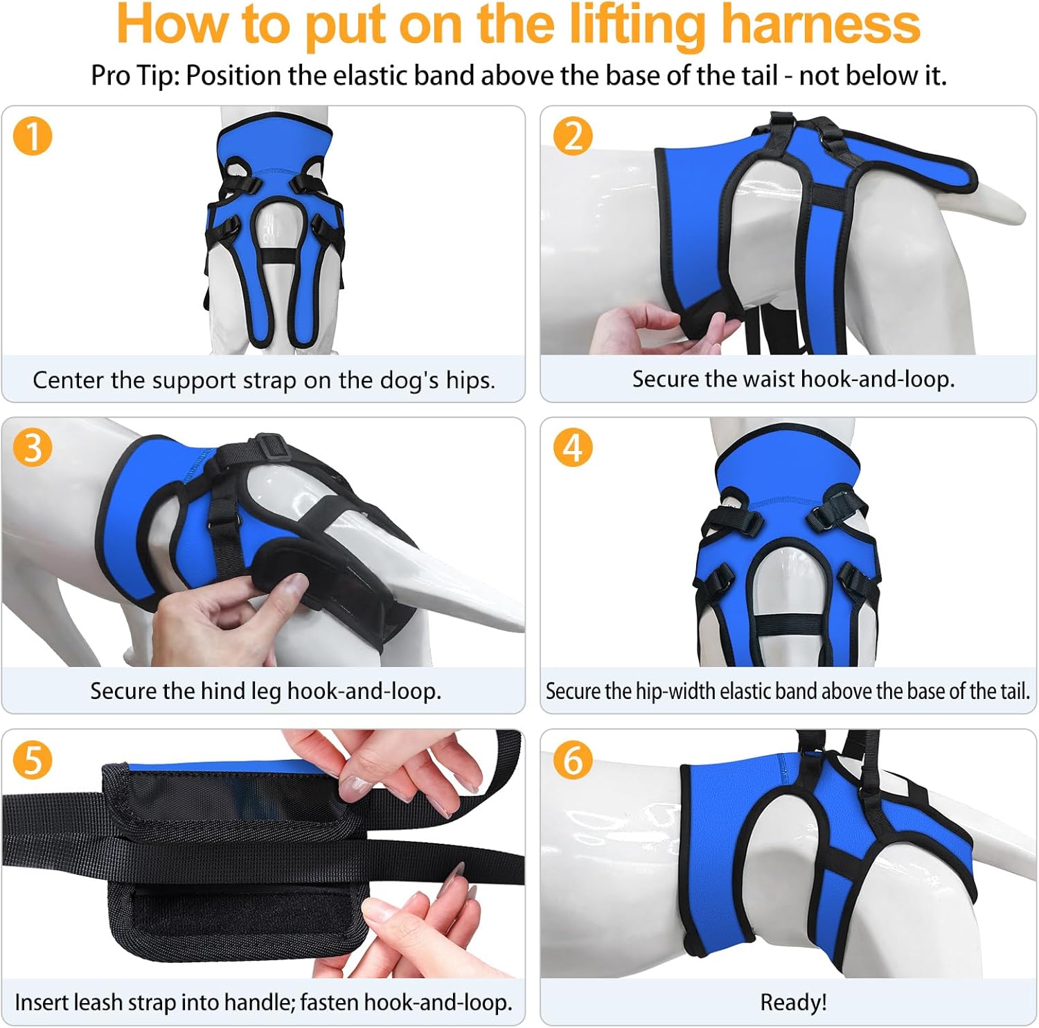 Durable composite fabric dog mobility sling with handle