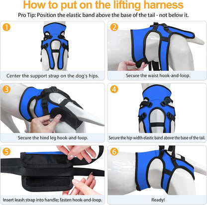Durable composite fabric dog mobility sling with handle