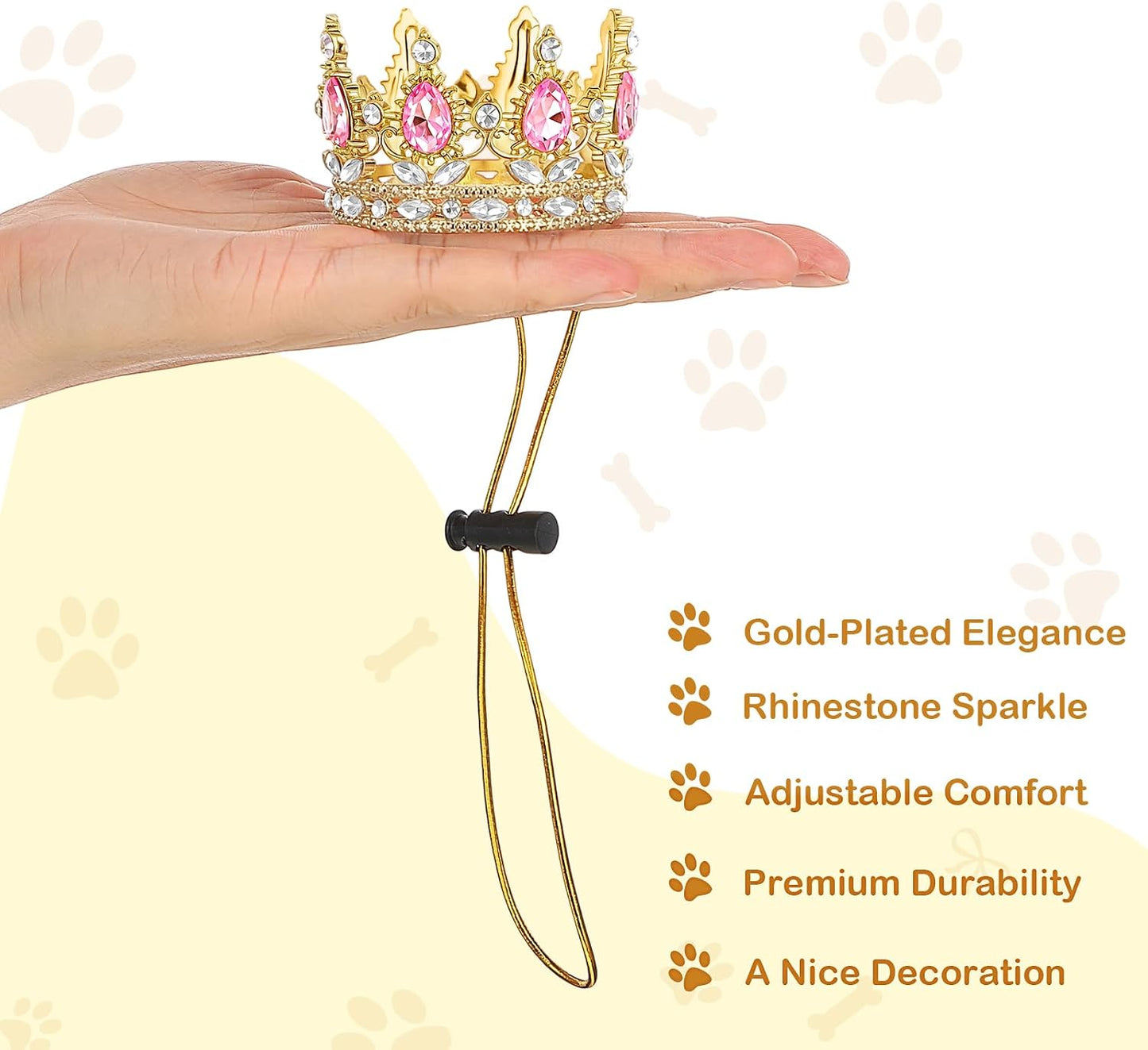 Side profile of the Abbylike pet crown highlighting the adjustable elastic chin strap