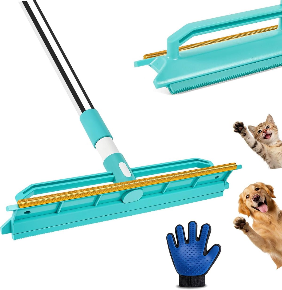 Zuimeng 2-in-1 carpet rake and pet hair remover tool front view