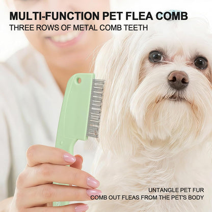 Stainless steel teeth detail on HOP green flea comb