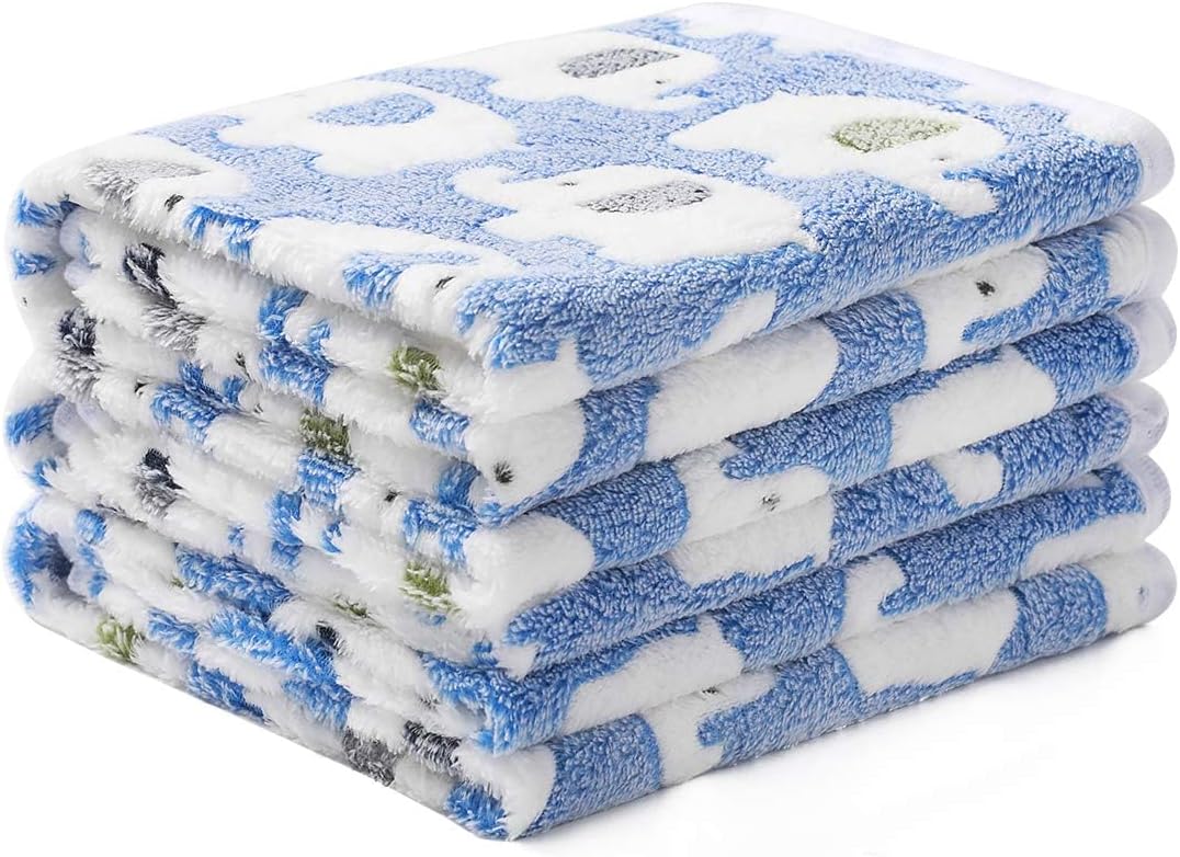 1 Pack 3 Blankets Super Soft Fluffy Premium Cute Elephant Pattern Pet Blanket Flannel Throw for Dog Puppy Cat Blue/Pink/Yellow Small(23x16 inch) - Image 9