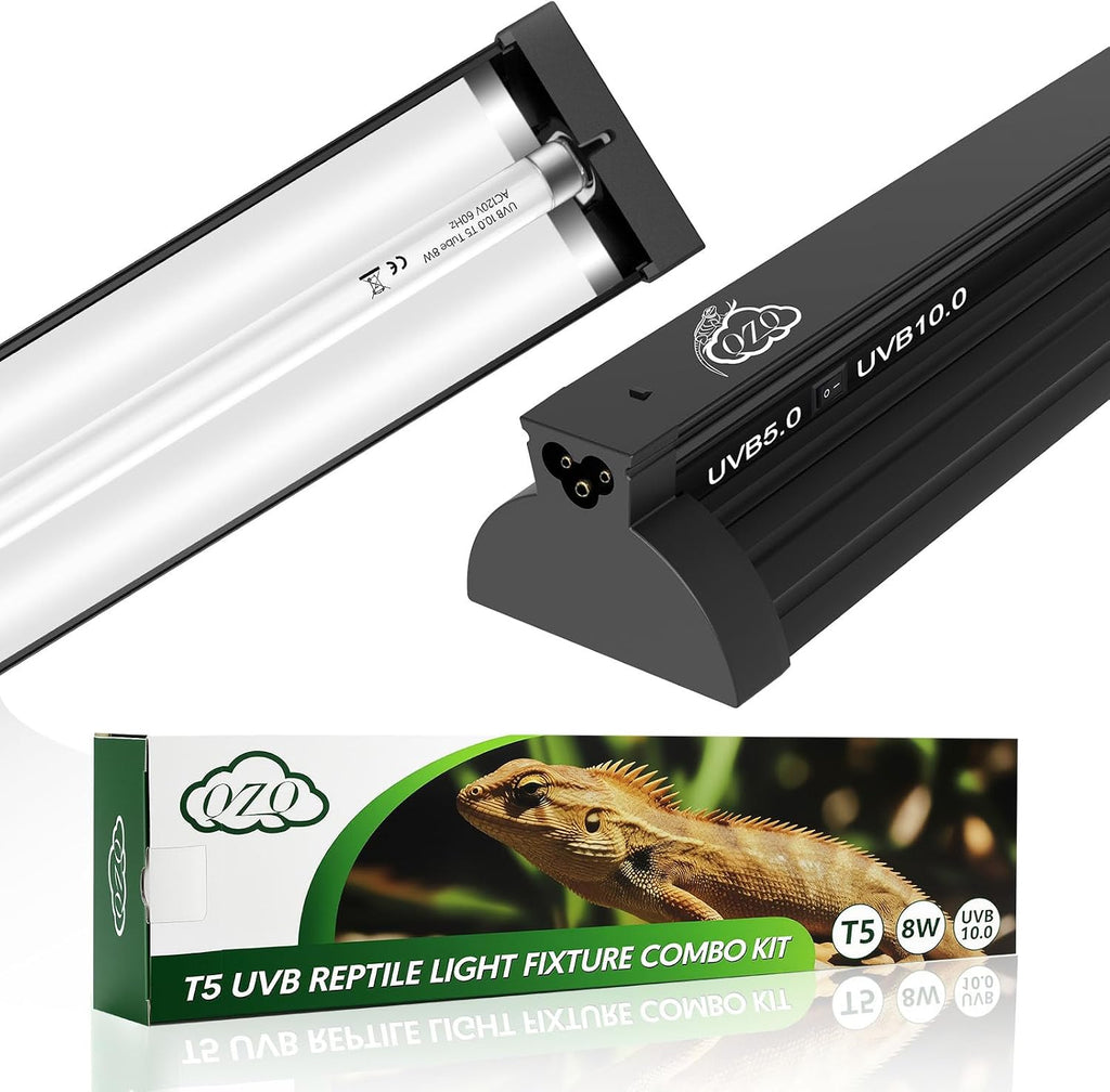 QZQ T5 UVB Reptile Light Fixture Combo Kit 8W, 10.0 UVB Light for Reptiles, Terrarium Hood Comes with Desert UVB Lamp for Bearded Dragon, Gecko, Tortoise, Lizard - Image 9