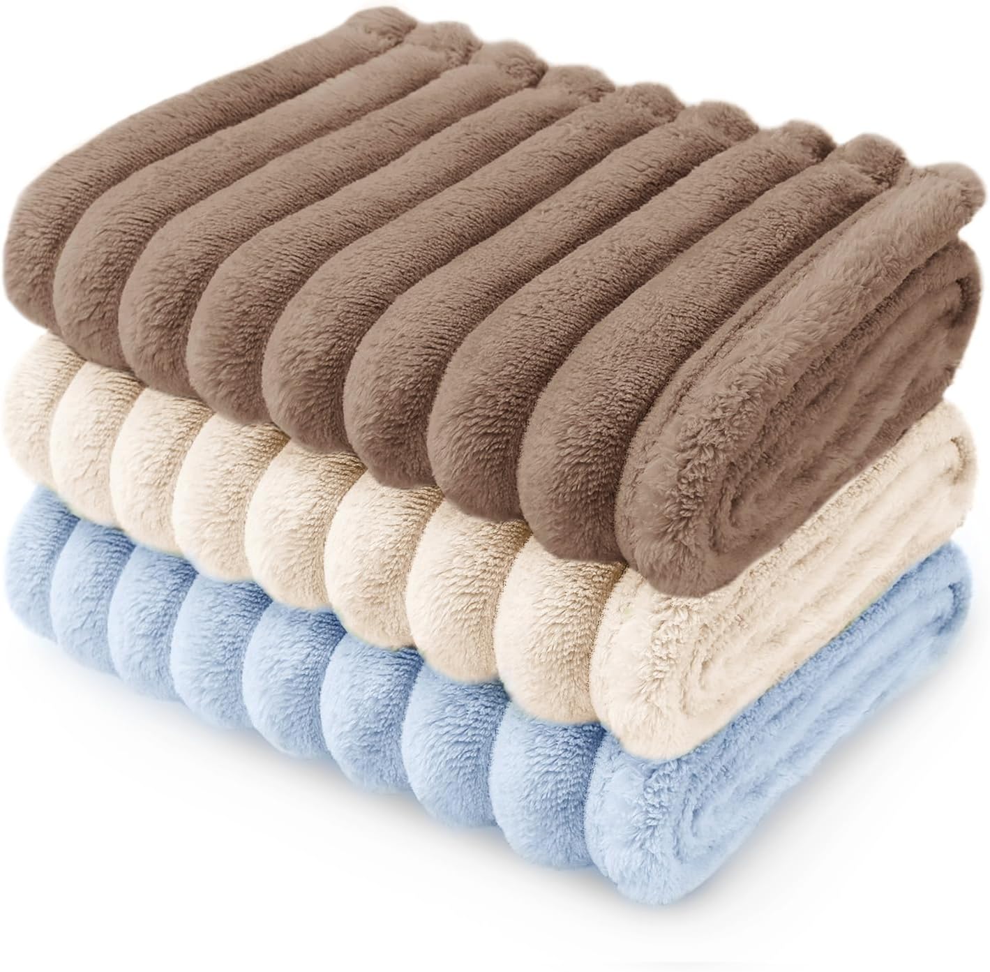 LINENLUX 1 Pack 3 Soft Fleece Dog Blanket for Pet Washable Warm Cat Puppy Fluffy Calming Flannel Beige/Pink/Grey Small - Image 10