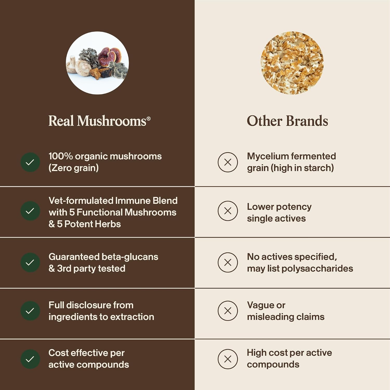 Premium USA-imported Real Mushrooms daily wellness chews for pets.