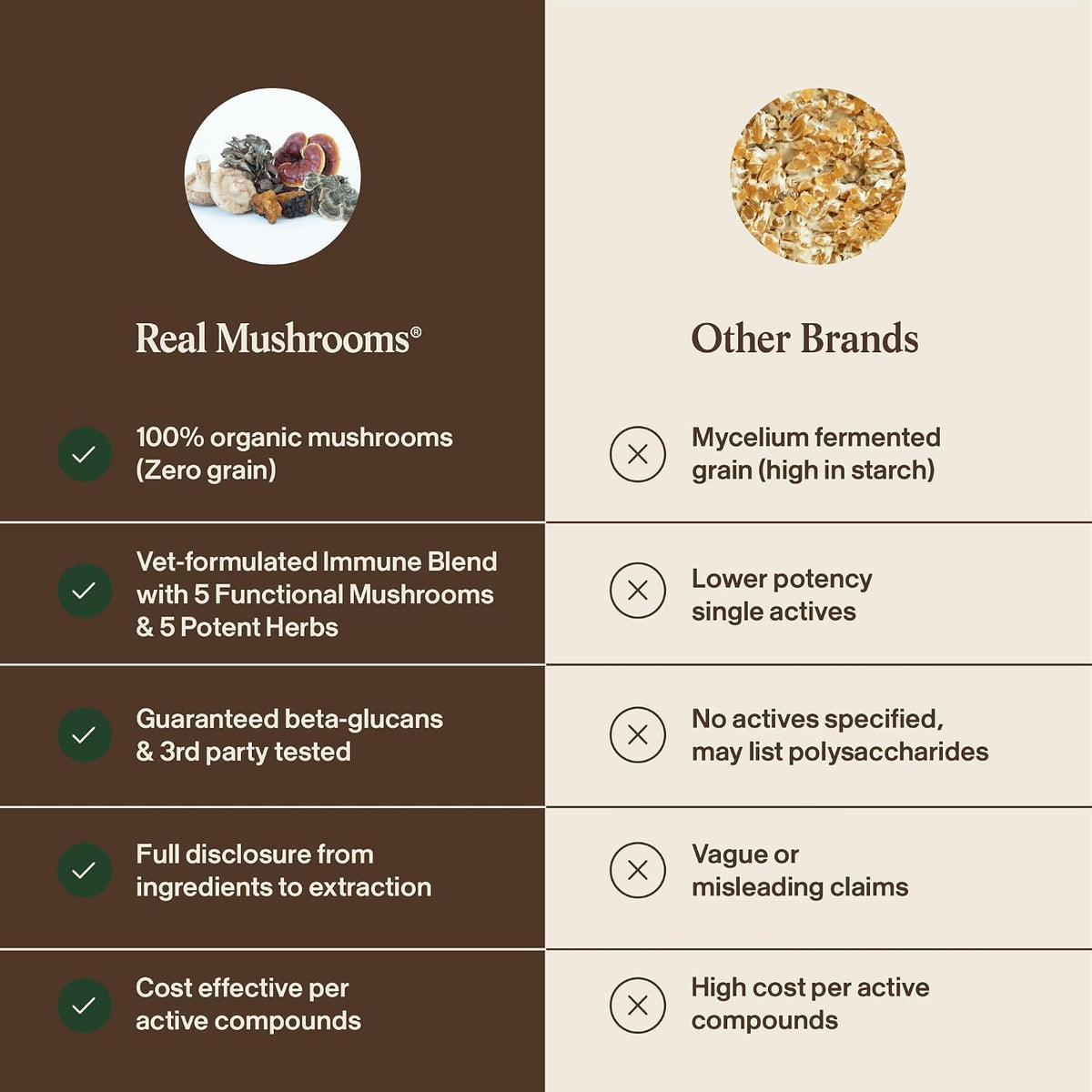 Premium USA-imported Real Mushrooms daily wellness chews for pets.