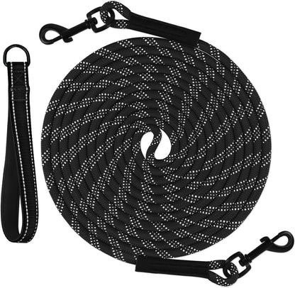 Taglory long dog leash front view showing black reflective training rope