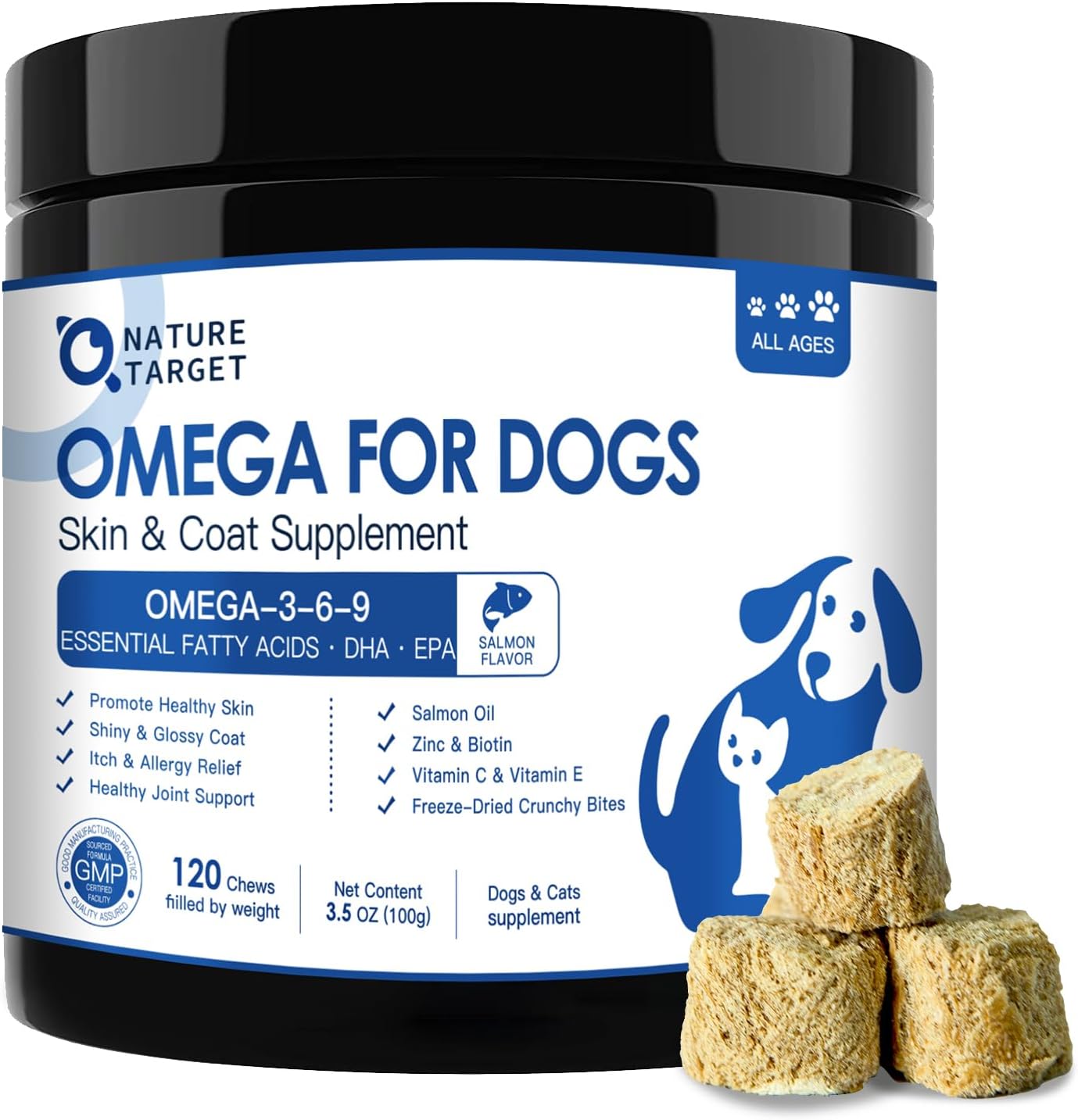Nature Target Omega 3 Fish Oil for Dogs 120 count bottle front view