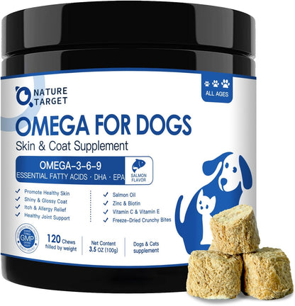 Nature Target Omega 3 Fish Oil for Dogs 120 count bottle front view