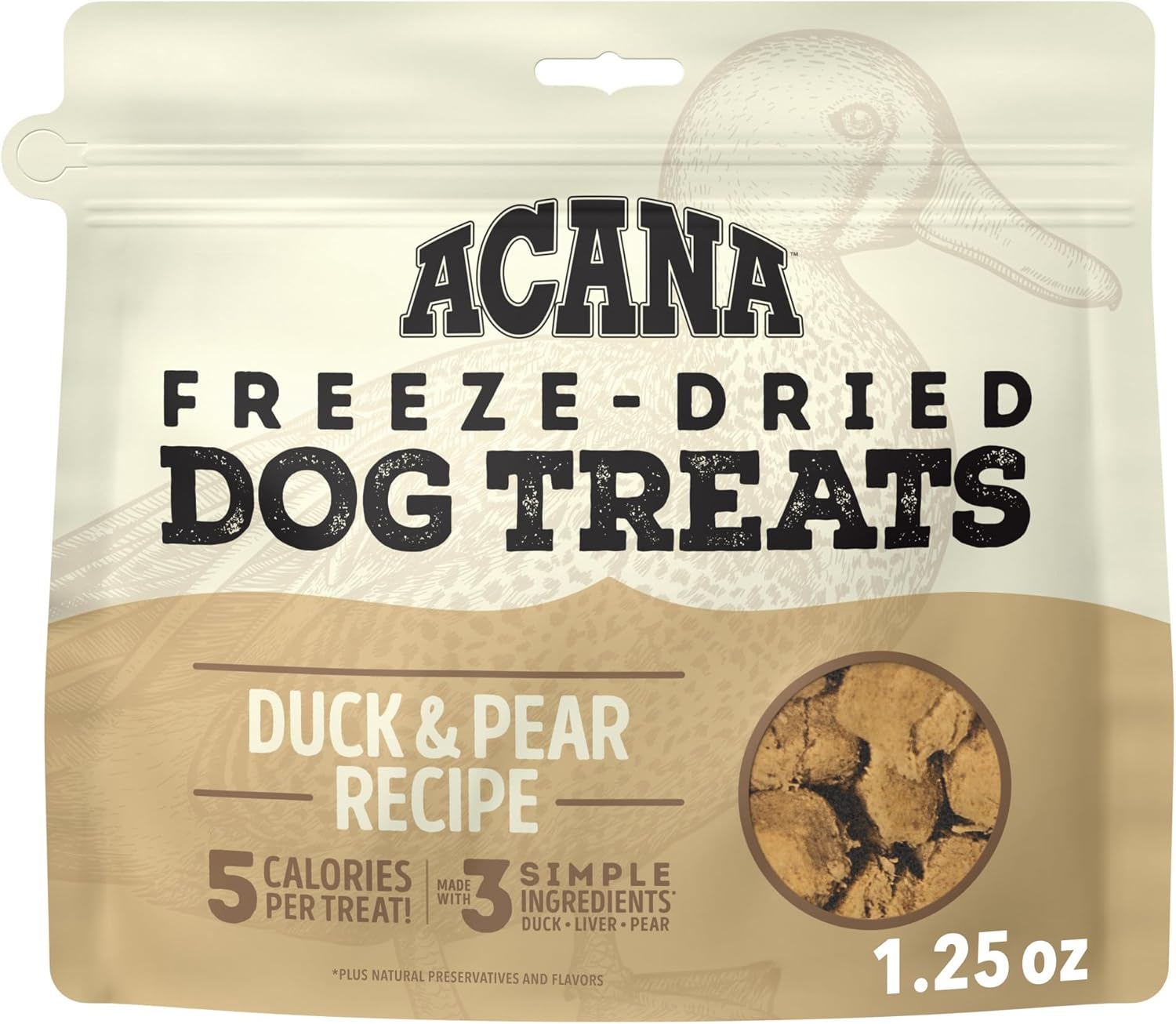 ACANA authentic imported USA pet snacks bag standing on flat surface