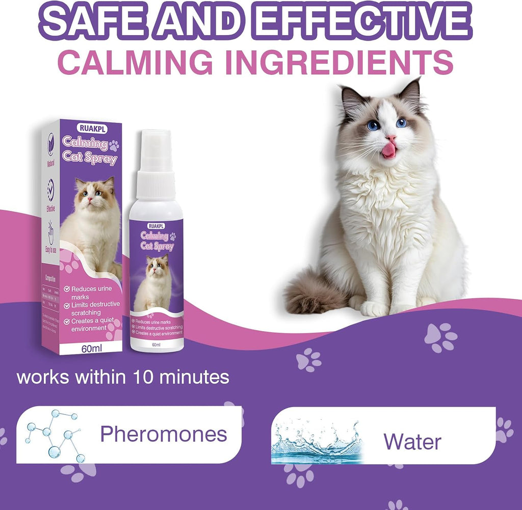 Applying RUAKPL cat calming spray to a cat carrier for vet visits