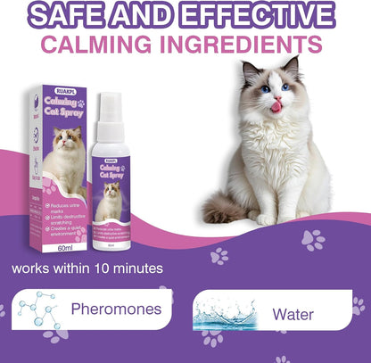 Applying RUAKPL cat calming spray to a cat carrier for vet visits