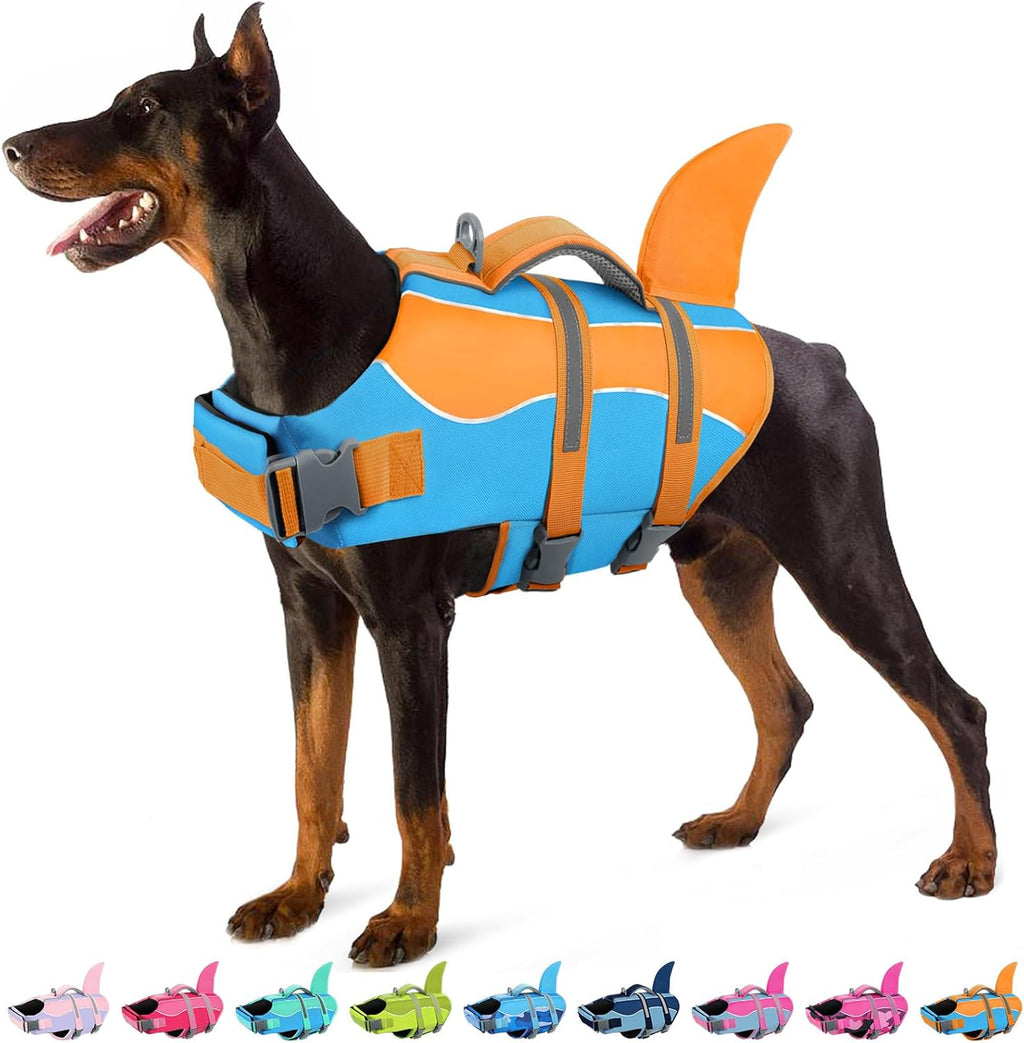 Dog Life Jacket - Shark Dog Life Vest for Swimming Boating, Reflective Lifejacket with High Buoyancy and Rescue Handle, Adjustable Lifesaver for Small Medium Large Breeds, Blue Camo S - Image 13