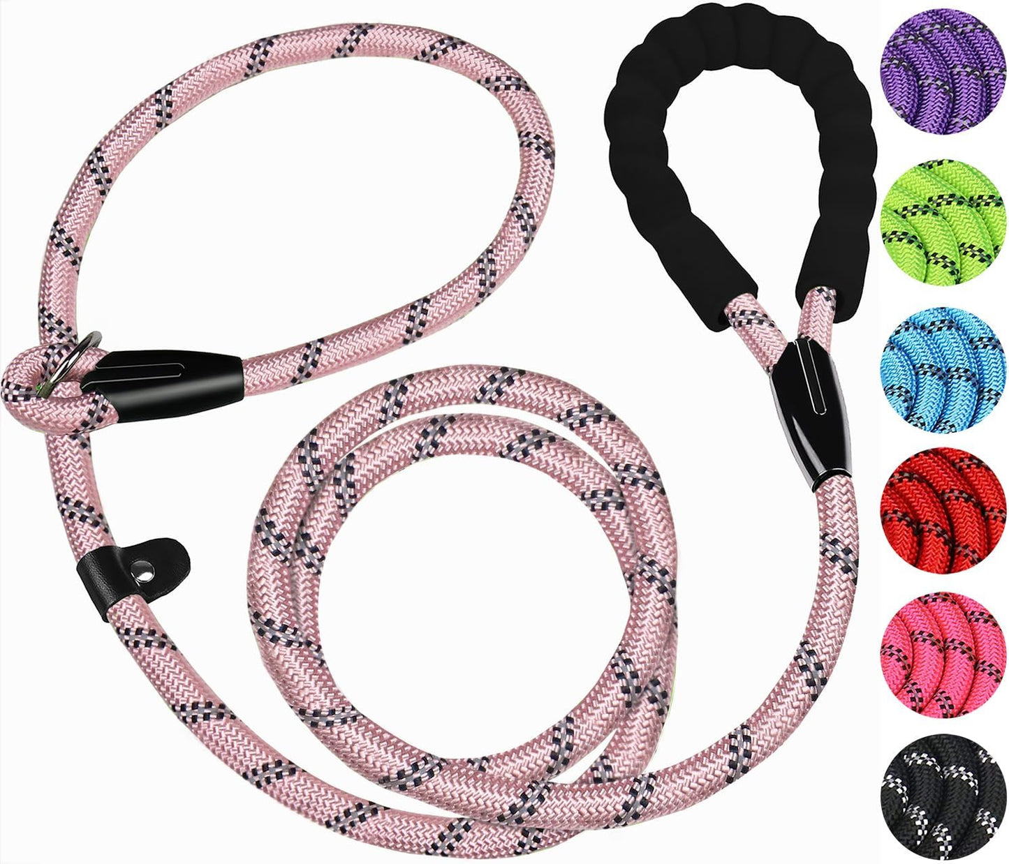 Dog Leash, 6 FT Heavy Duty Dog Leashes, Durable Premium Quality Strong Rope Slip Leash with Comfortable Padded Handle and Highly Reflective Threads for Small Medium and Large Dogs. (Black) - Image 11