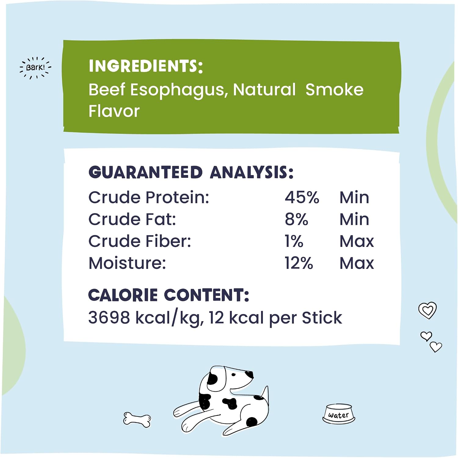 Pawstruck junior beef gullet bully sticks showing healthy joint support benefits info