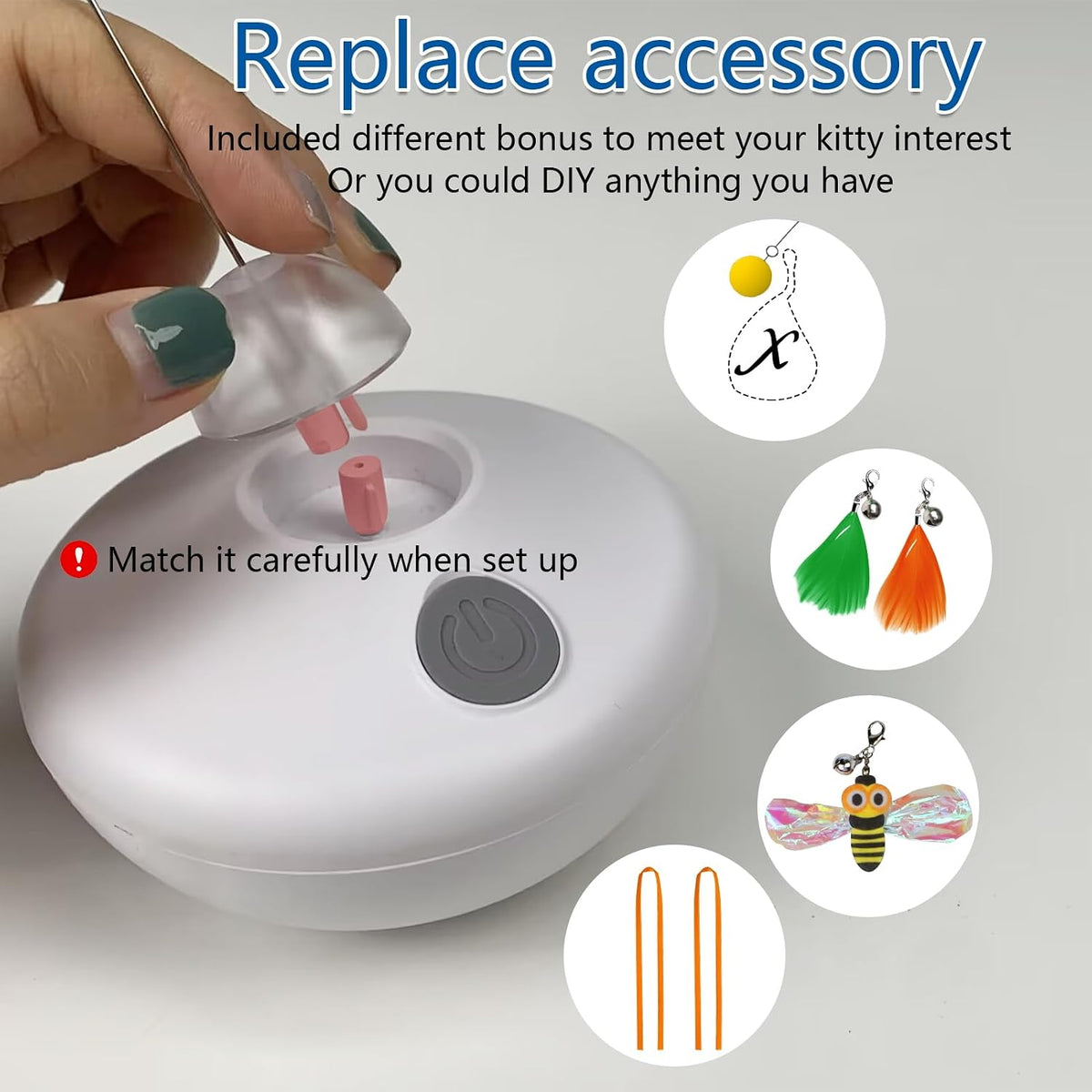 Interactive rechargeable smart pet toy with DIY tail options