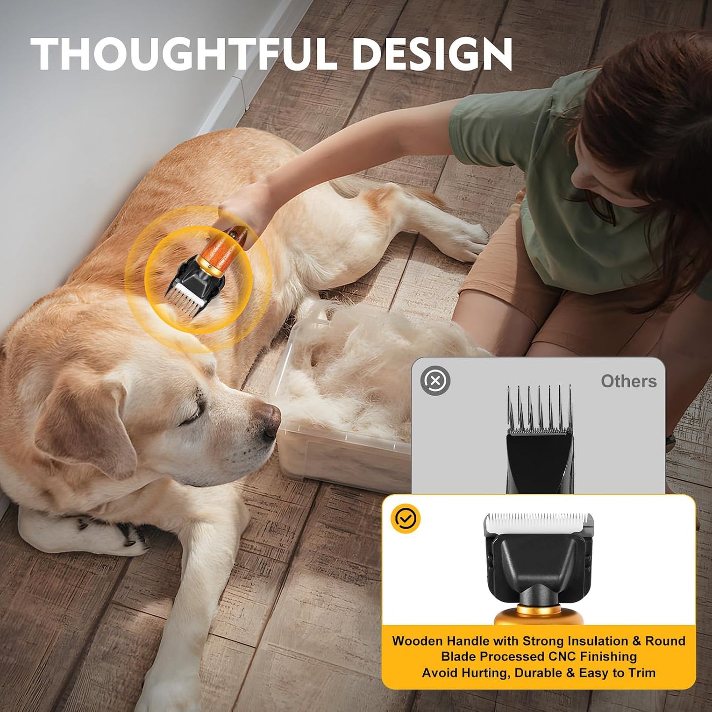JUOPTGJ low noise electric cat shave tool featuring the ergonomic shock absorbing grip