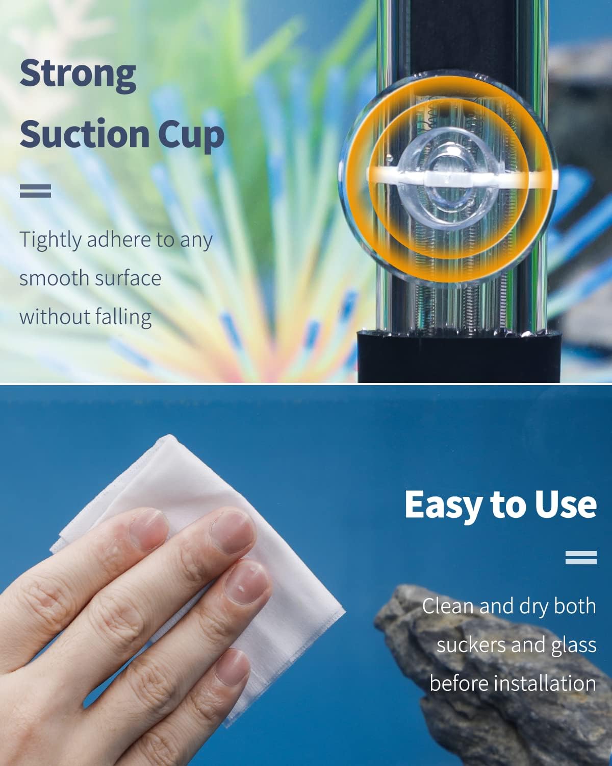 Adjustable cable ties and suction cups for binding aquatic moss and shrimp nests.