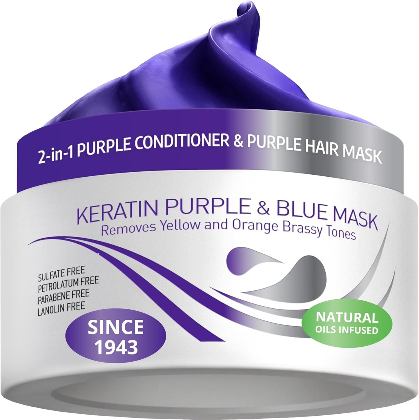 Vitamins Hair Cosmetics Keratin Purple Hair Mask front view for brassy hair