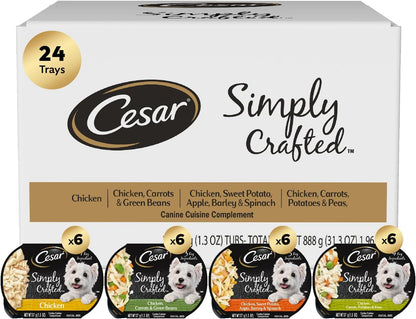 Cesar Simply Crafted Wet Dog Food Toppers for Dry Food, Chicken, Carrots & Green Beans and Beef, Chicken, Purple Potatoes, Peas & Carrots Meal Topper, 1.3 oz. Tub, 16 Count - Image 10