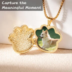 Close up of white glitter detailing on pet remembrance jewelry