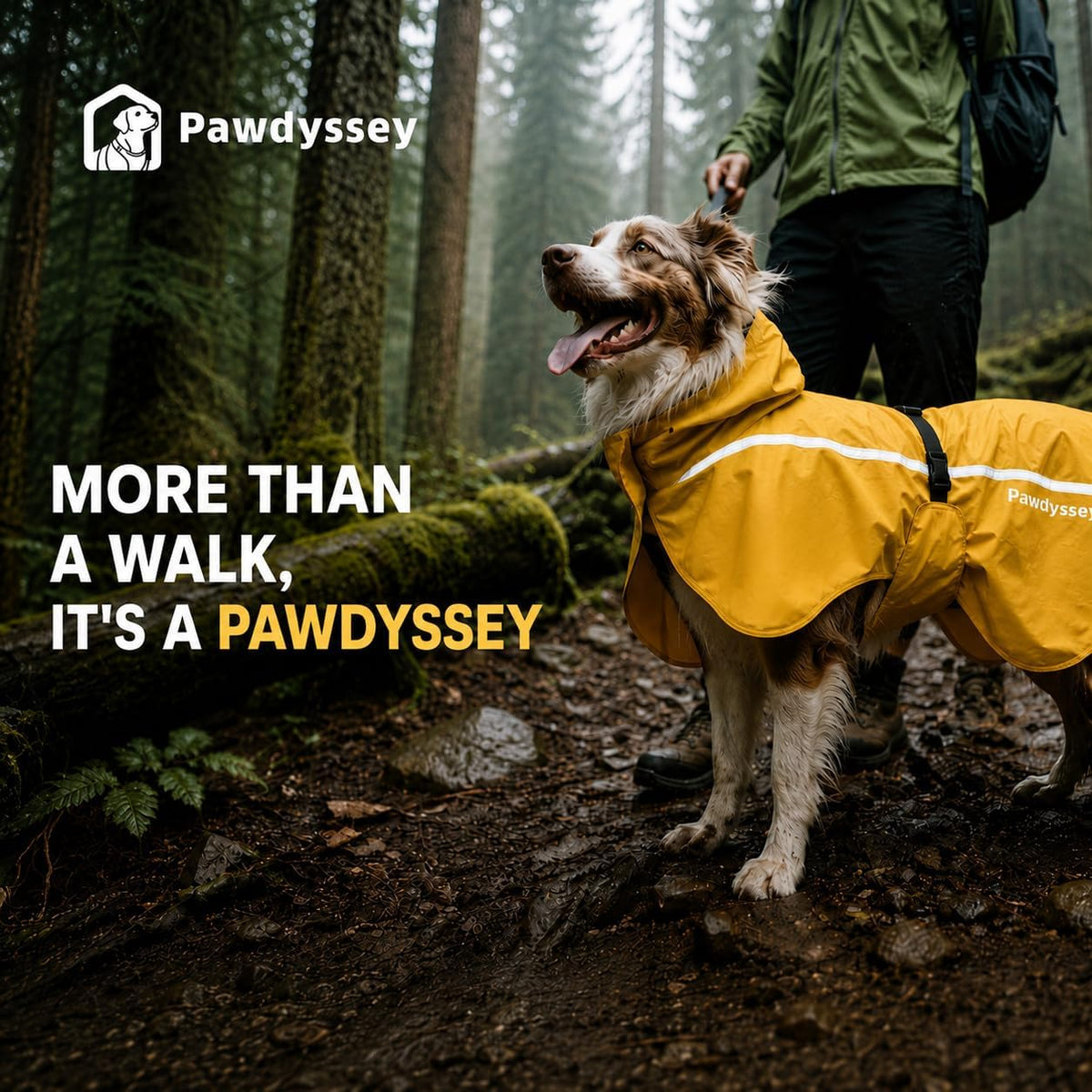 Close up view of the convenient leash opening on the back of the dog raincoat.
