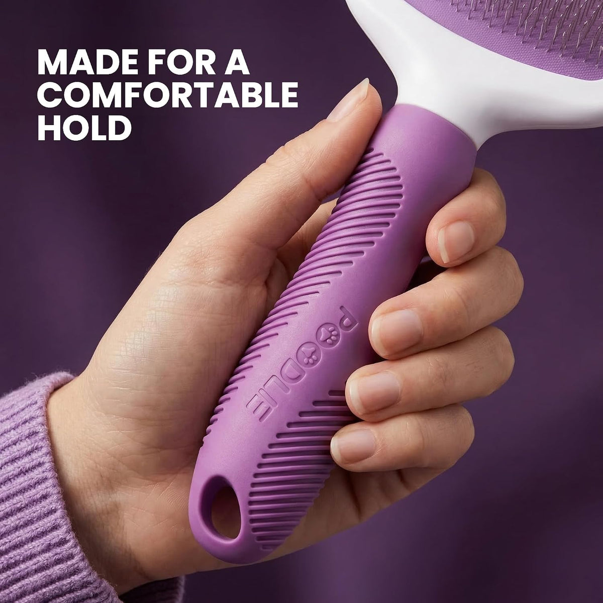 Poodlie pet hair removal brush cushioned pad detail