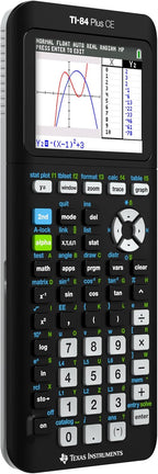 Texas Instruments color screen calculator displaying a split-screen view with an algebraic equation table alongside its graphical plot.