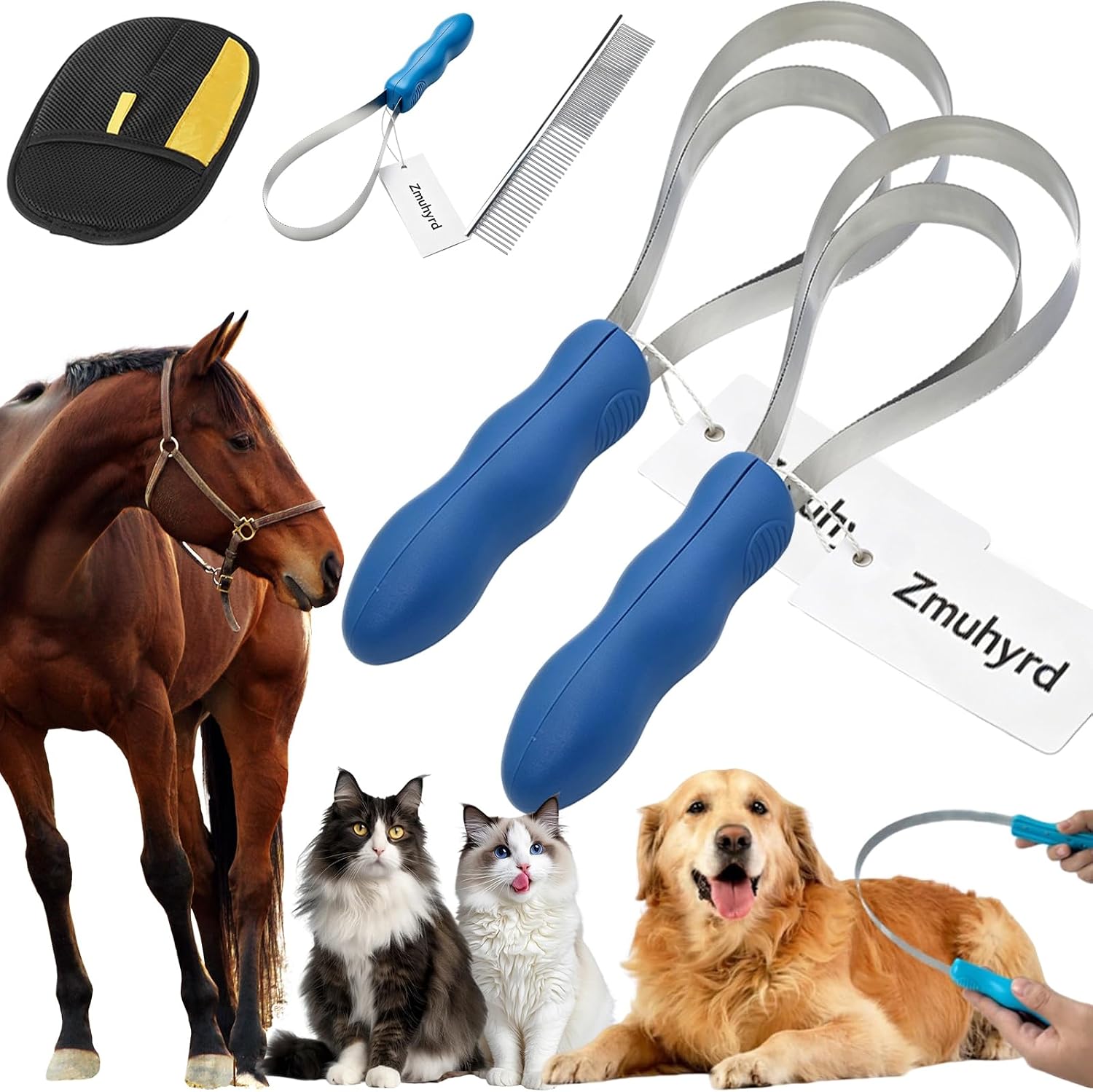 Dual Sided Shedding Blade for Cats & Dogs, Shedding Brush Tool with Stainless Steel Blades, Pet Hair Removal Tool for Horses/Cattle/Sheep, Comfort Grip - Fine & Coarse Teeth for Long Short Hair (MIX) | Dual Sided Shedding Blade - Image 13