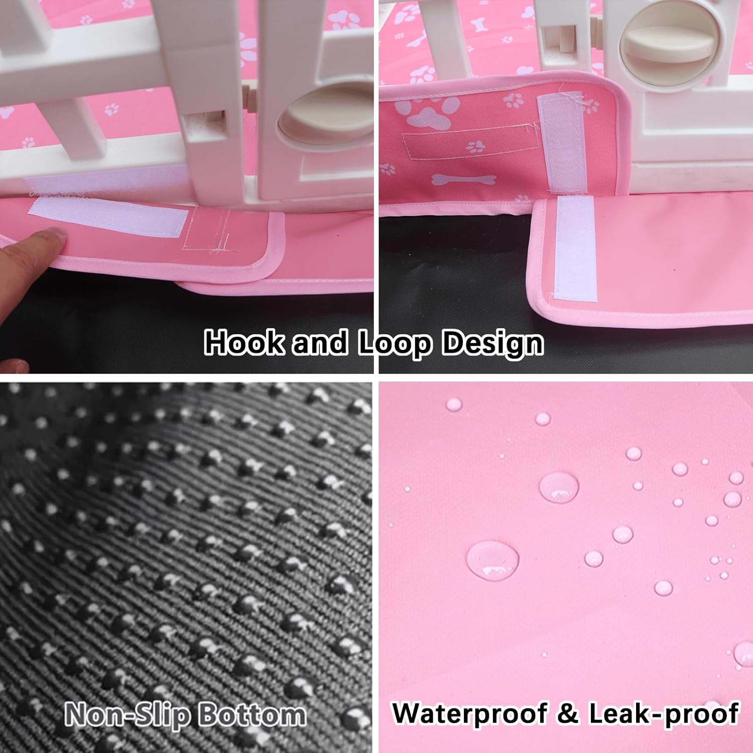 Waterproof fabric detail of pink pet playpen pad