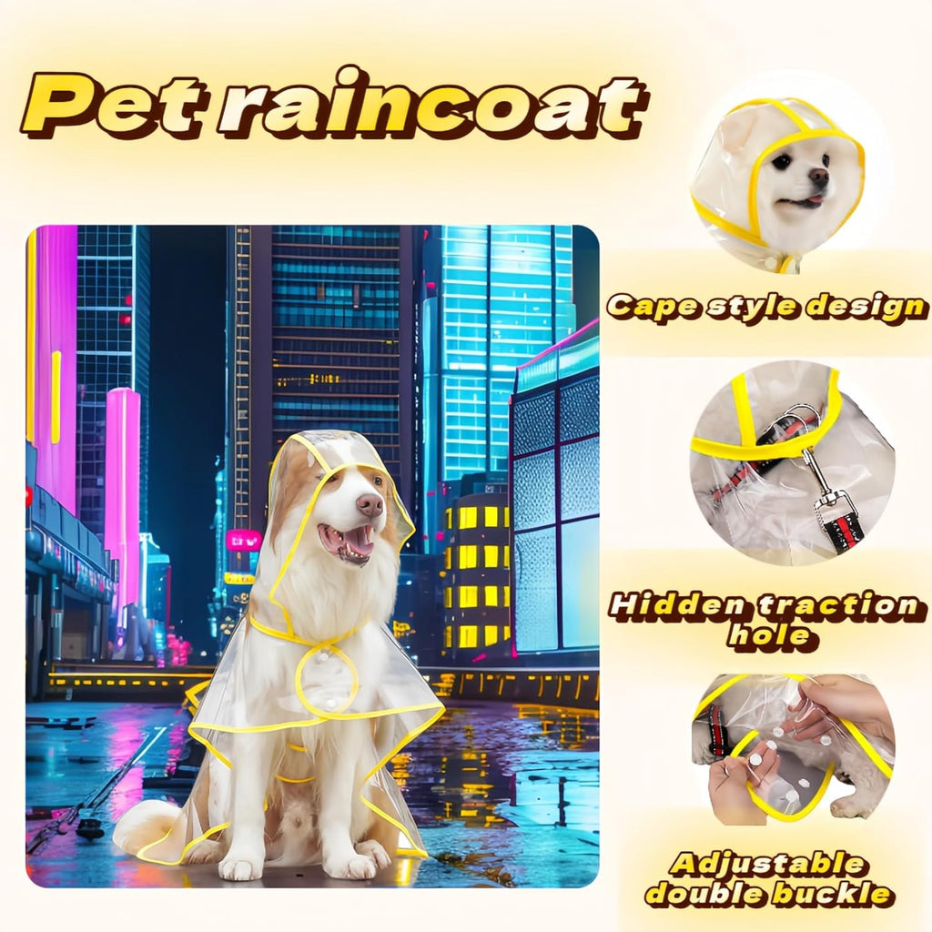 RyanDesign waterproof puppy rain poncho with yellow trim side view