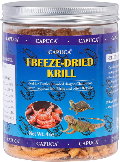 Capuca Freeze Dried Krill Jumbo Shrimp premium front packaging view high protein reptile food
