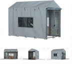 LYBOSH outdoor dog kennel cover front view gray heavy duty waterproof material