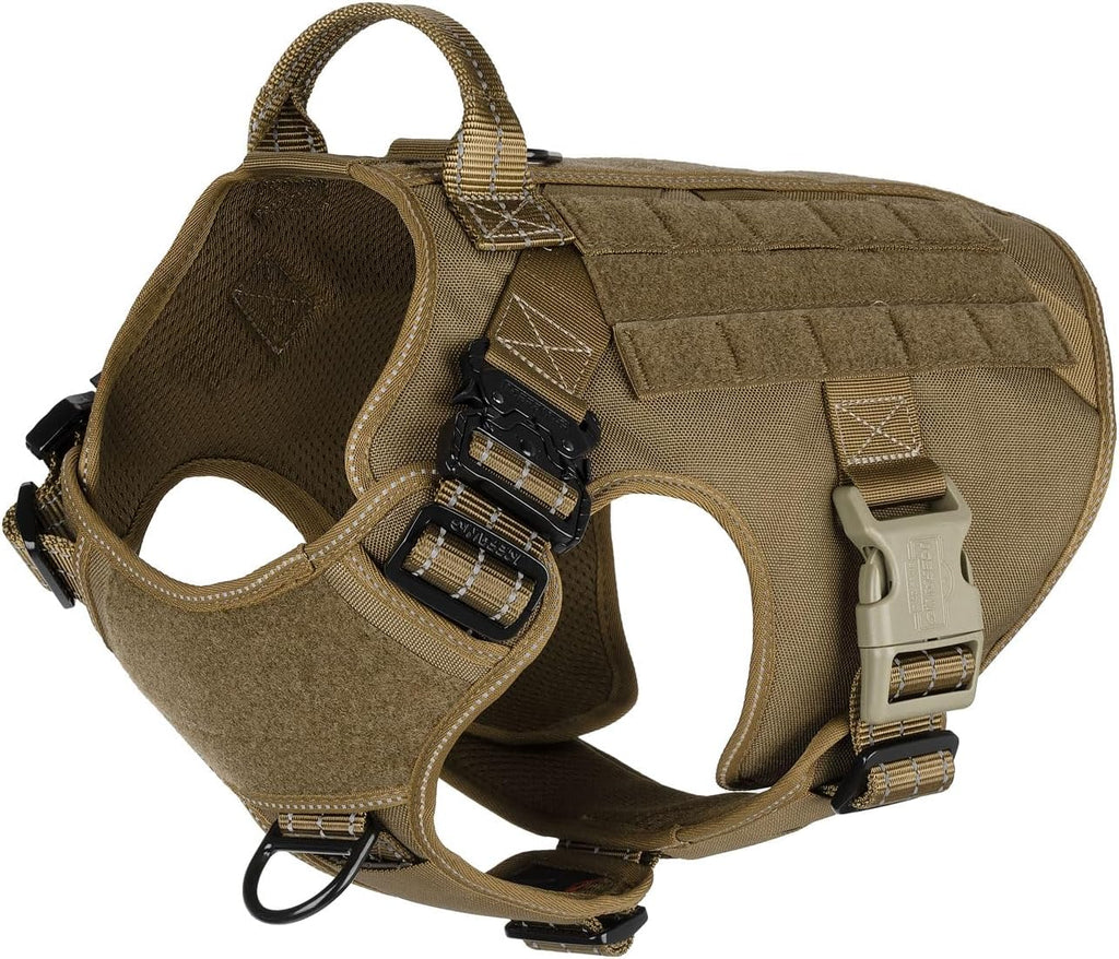 Icefang Tactical Dog Harness brown front view