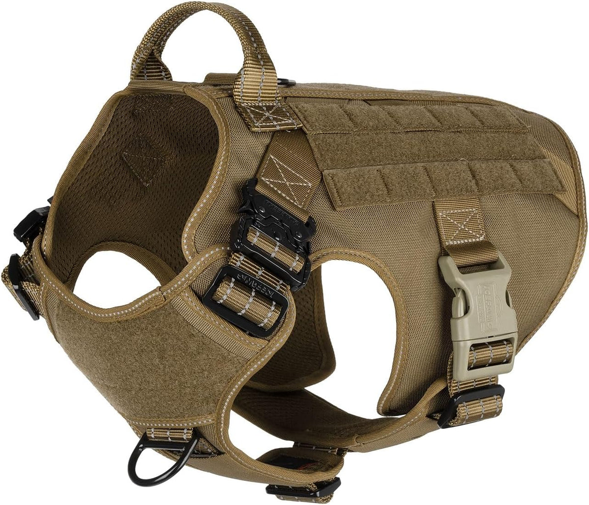 Icefang Tactical Dog Harness brown front view
