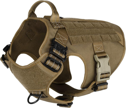 Icefang Tactical Dog Harness brown front view