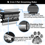 AXEFUN dual sided 17 and 9 tooth undercoat rake for dogs and cats