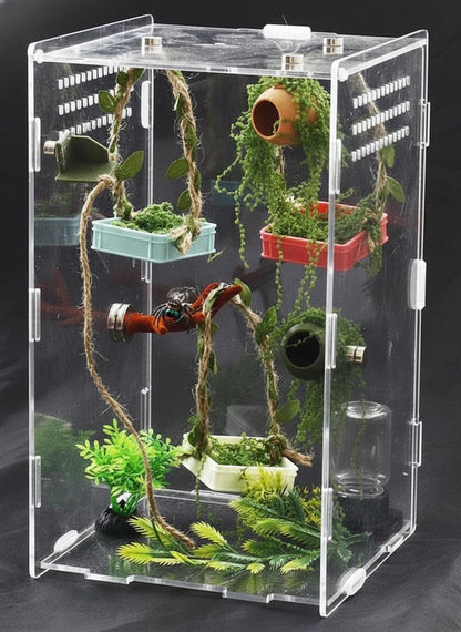 YOMENO army green small animal shelter toy displaying the strong magnetic attachment system on glass
