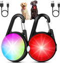 DAAMENT Dog Collar Light 2 Pack front view showcasing the sleek black rechargeable safety clip.