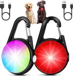 DAAMENT Dog Collar Light 2 Pack front view showcasing the sleek black rechargeable safety clip.