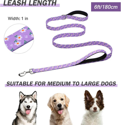 Hikiko girl dog leash variant in pinkish purple floral color close up